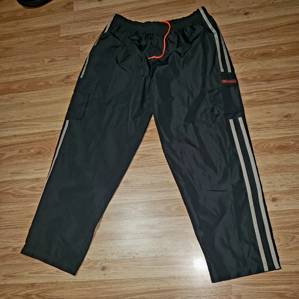 Champion Authentic Athletic Apparel Gray Striped Athletic Cargo Pants XL